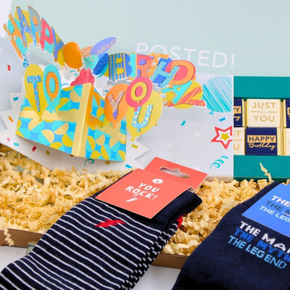 POSTED! His Birthday Celebration Letterbox Gift Includes Pop Up Treat Tray Card