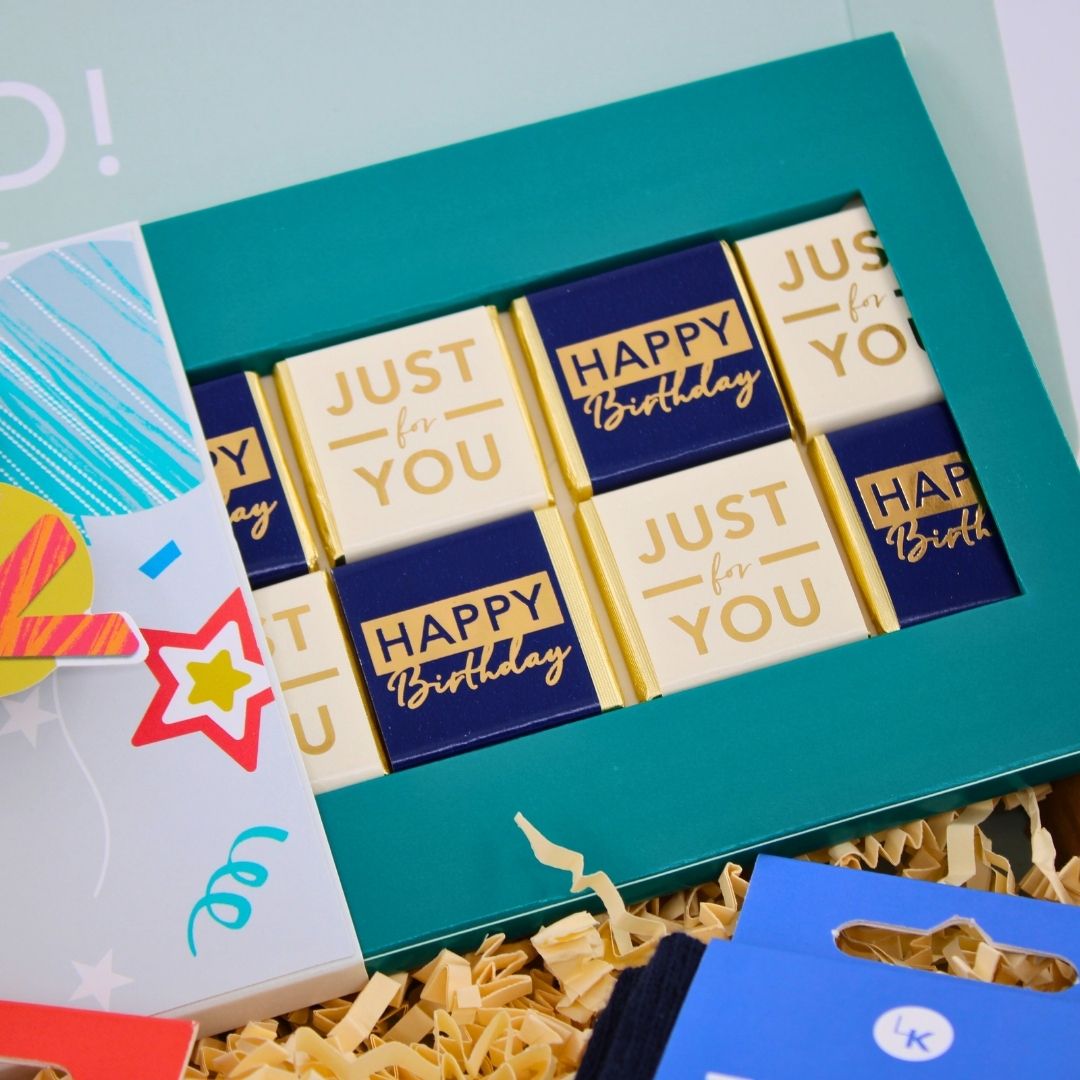 POSTED! His Birthday Celebration Letterbox Gift Includes Pop Up Treat Tray Card