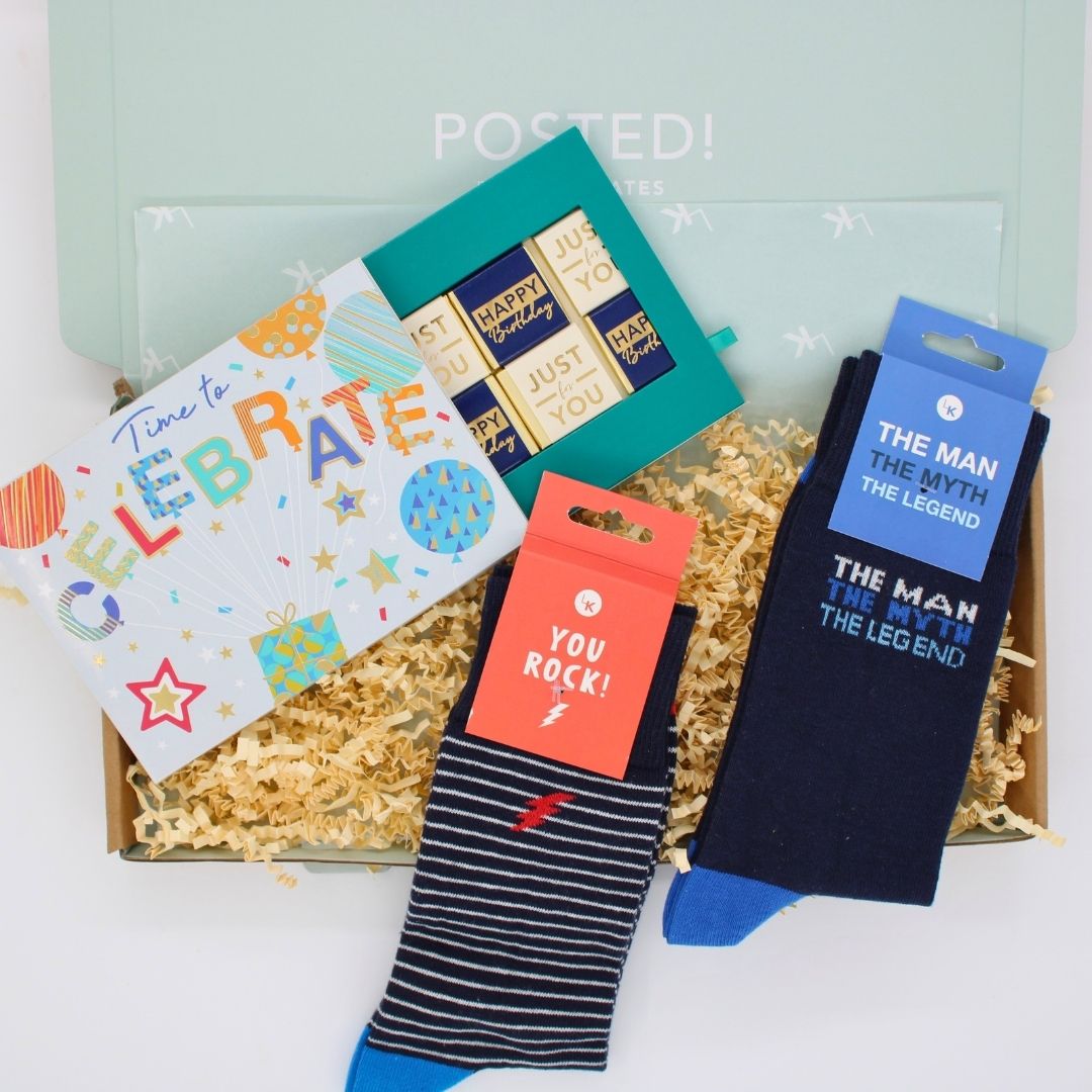 POSTED! His Birthday Celebration Letterbox Gift Includes Pop Up Treat Tray Card