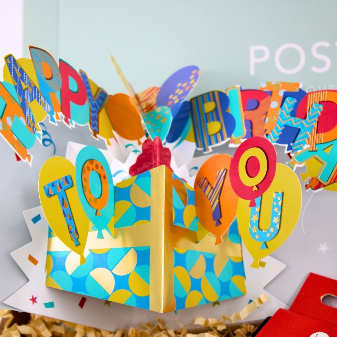 POSTED! His Birthday Celebration Letterbox Gift Includes Pop Up Treat Tray Card