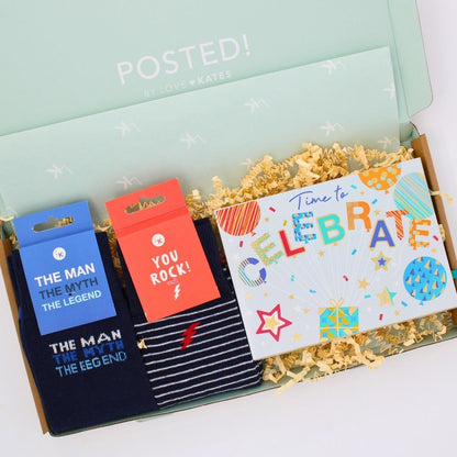 POSTED! His Birthday Celebration Letterbox Gift Includes Pop Up Treat Tray Card