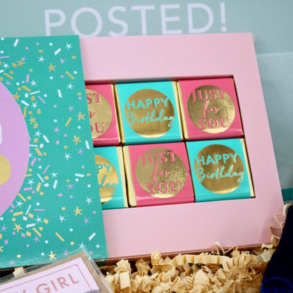 POSTED! Party Birthday Girl Letterbox Gift Includes Pop Up Party Treat Tray Card