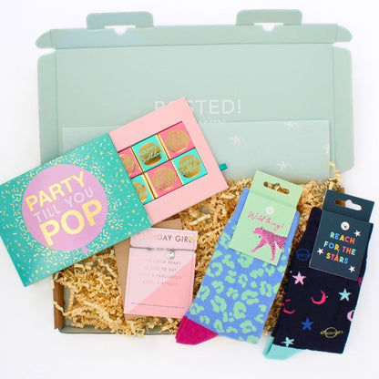 POSTED! Party Birthday Girl Letterbox Gift Includes Pop Up Party Treat Tray Card