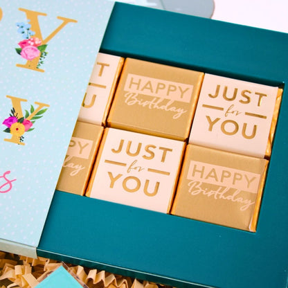 POSTED! Birthday Blooms Letterbox Gift Includes Pop Up Birthday Treat Tray Card