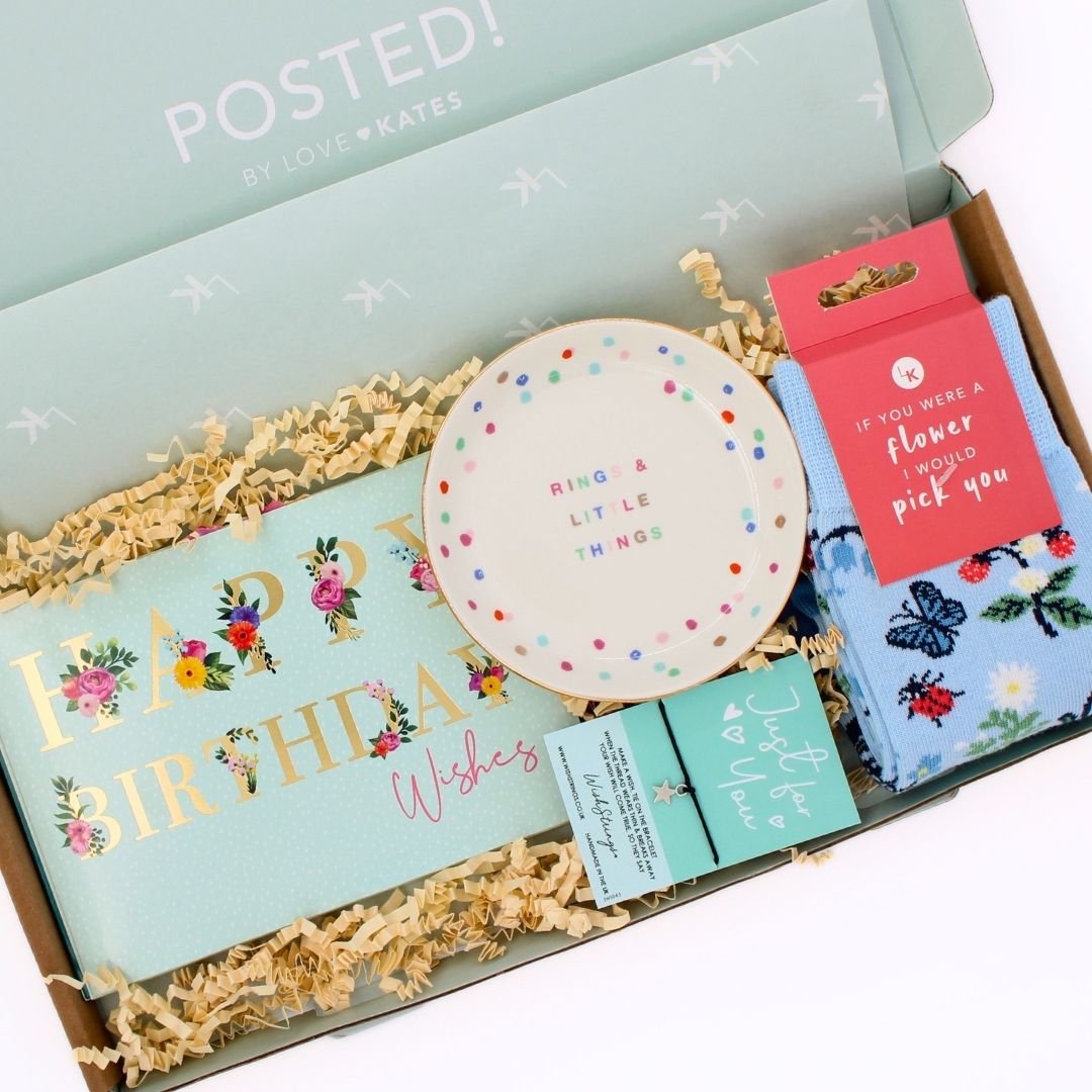 POSTED! Birthday Blooms Letterbox Gift Includes Pop Up Birthday Treat Tray Card