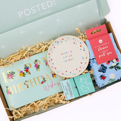 POSTED! Birthday Blooms Letterbox Gift Includes Pop Up Birthday Treat Tray Card