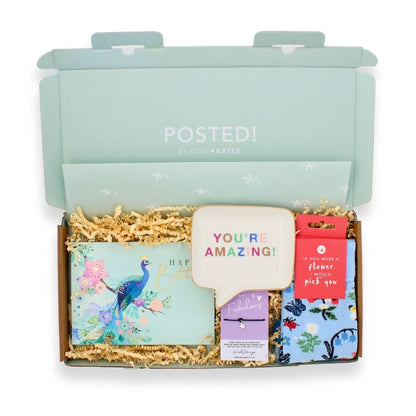 POSTED! Fabulous Birthday Letterbox Gift Includes Pop Up Peacock Treat Tray Card