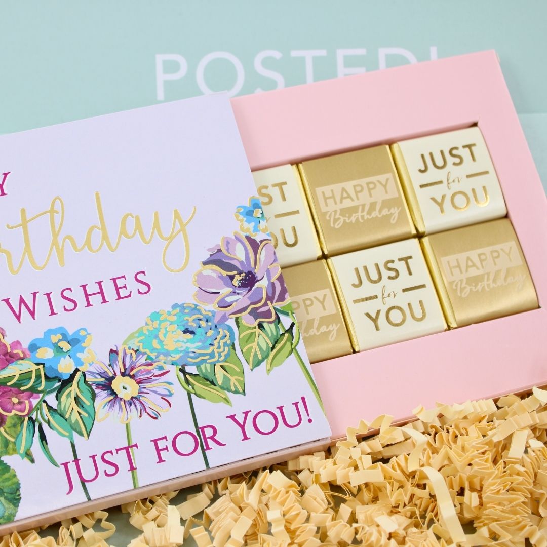 POSTED! Bee Happy Birthday Letterbox Gift Includes Pop Up Floral Treat Tray Card