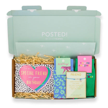 POSTED! Friend Birthday Letterbox Gift Includes Pop Up Birthday Treat Tray Card