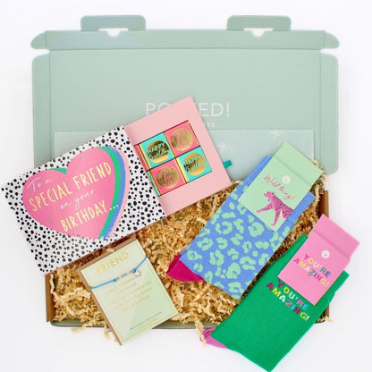 POSTED! Friend Birthday Letterbox Gift Includes Pop Up Birthday Treat Tray Card