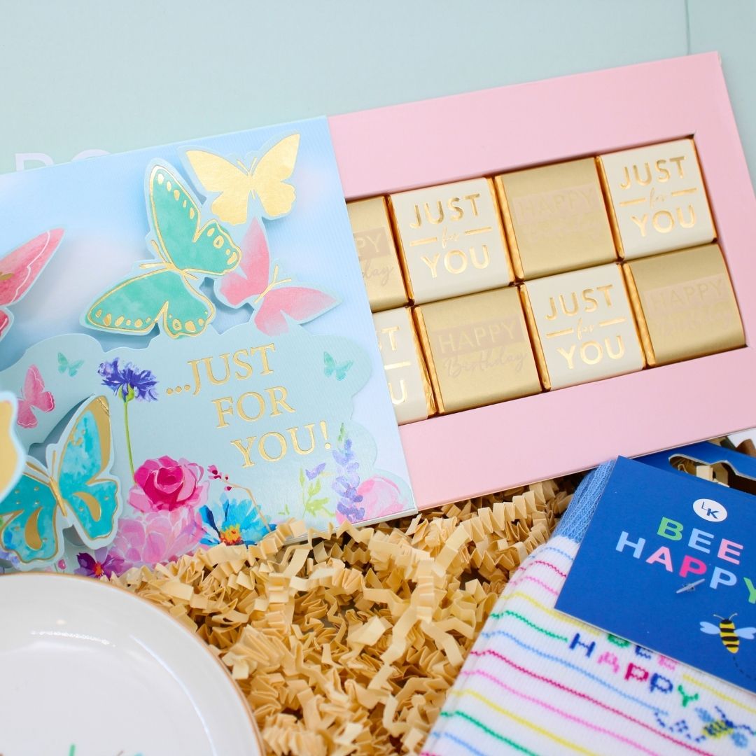 POSTED! For Her Butterfly Birthday Letterbox Gift Includes Pop Up Treat Tray Card