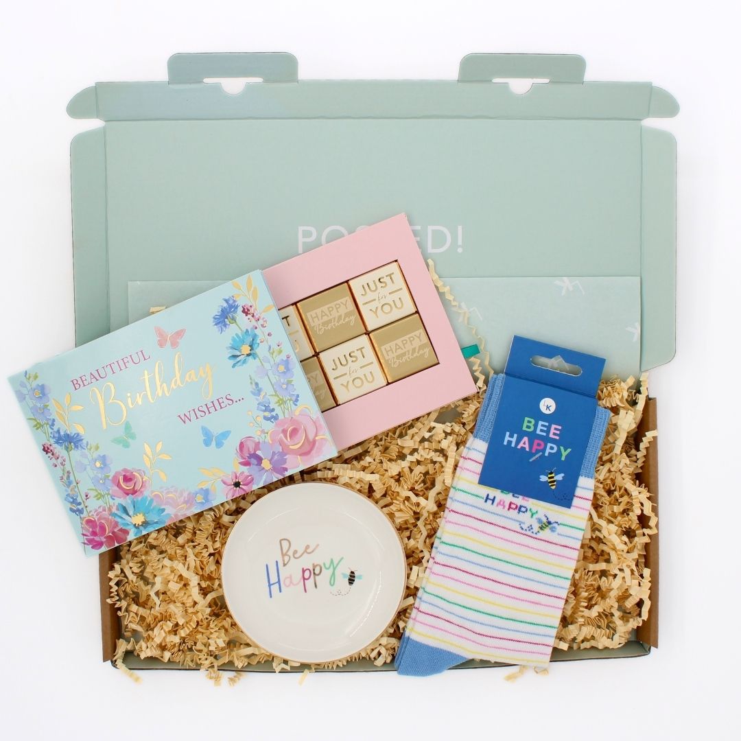 POSTED! For Her Butterfly Birthday Letterbox Gift Includes Pop Up Treat Tray Card