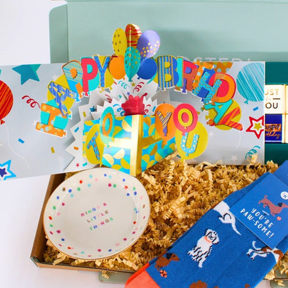 POSTED! Pawsome Birthday Letterbox Gift For Her Includes Pop Up Treat Tray Card