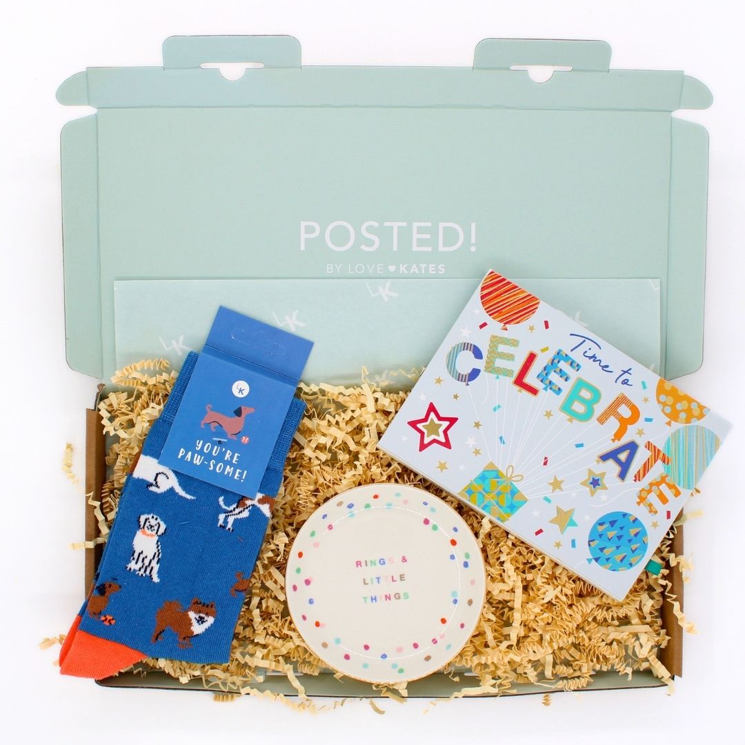 POSTED! Pawsome Birthday Letterbox Gift For Her Includes Pop Up Treat Tray Card