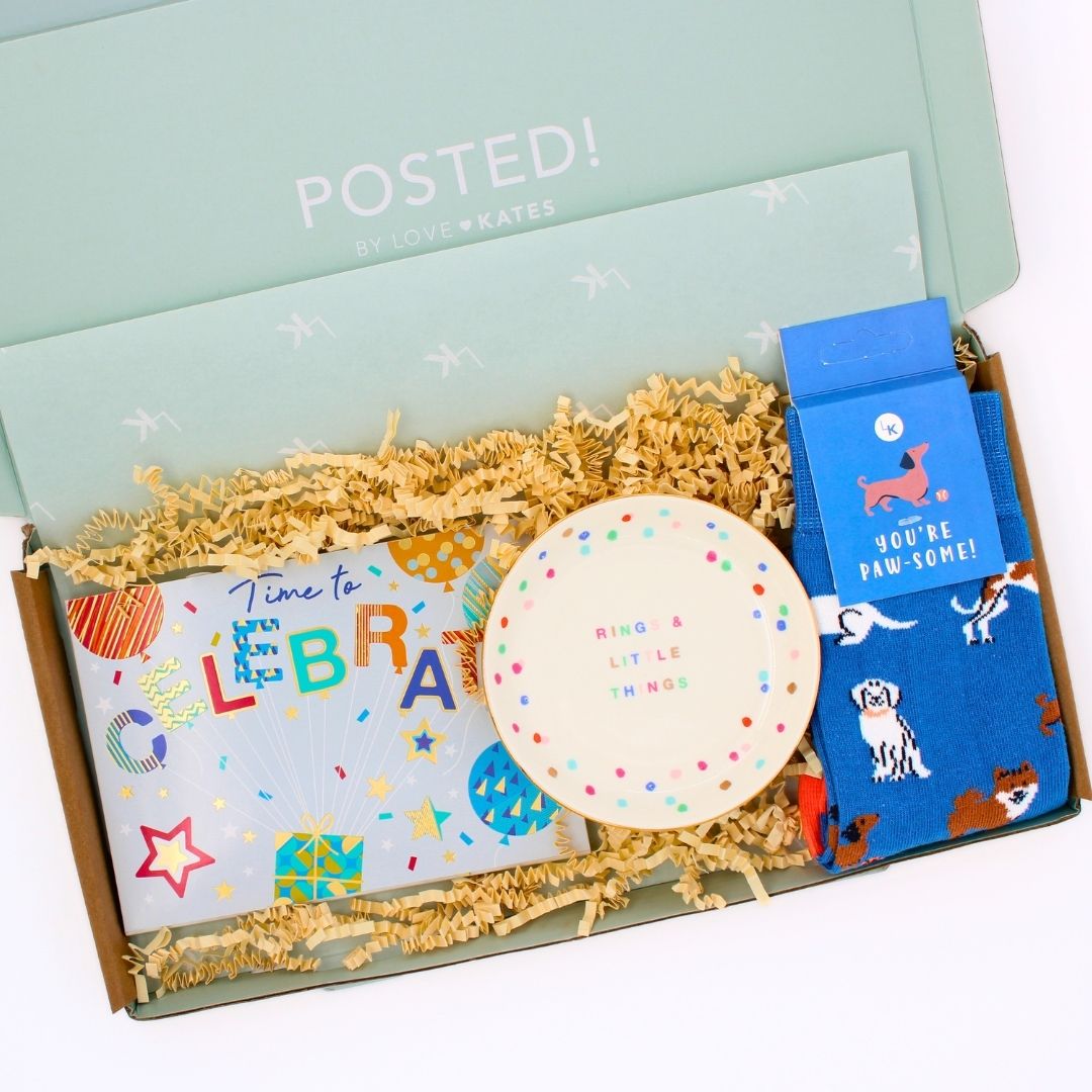 POSTED! Pawsome Birthday Letterbox Gift For Her Includes Pop Up Treat Tray Card