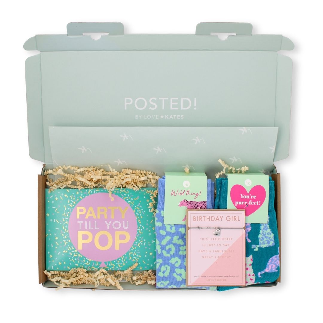 POSTED! Purrfect Birthday Letterbox Gift For Her Includes Pop Up Treat Tray Card