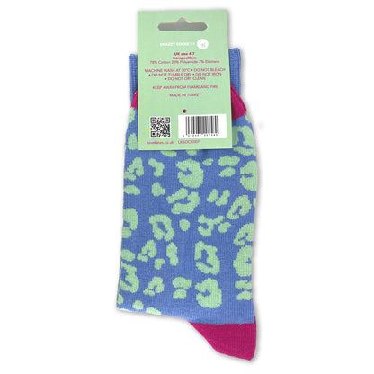 Snazzy Socks Wild Thing! Leopard Print Ladies Socks Size 4-7 Novelty Sock Gift