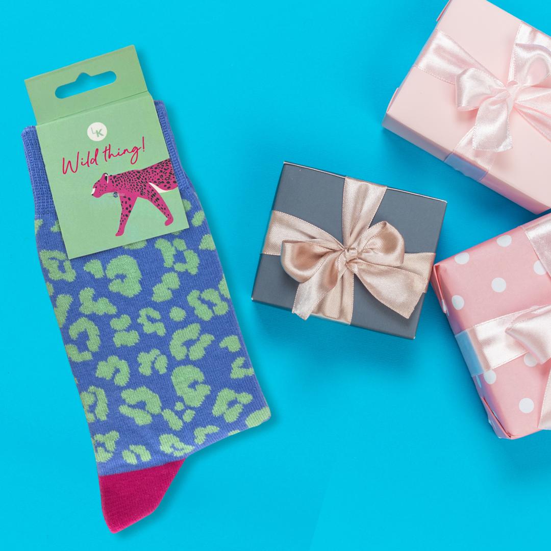 Snazzy Socks Wild Thing! Leopard Print Ladies Socks Size 4-7 Novelty Sock Gift