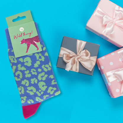 Snazzy Socks Wild Thing! Leopard Print Ladies Socks Size 4-7 Novelty Sock Gift