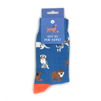 Snazzy Socks Dogs You're Paw-Some! Ladies Socks Size 4-7 Novelty Sock Gift
