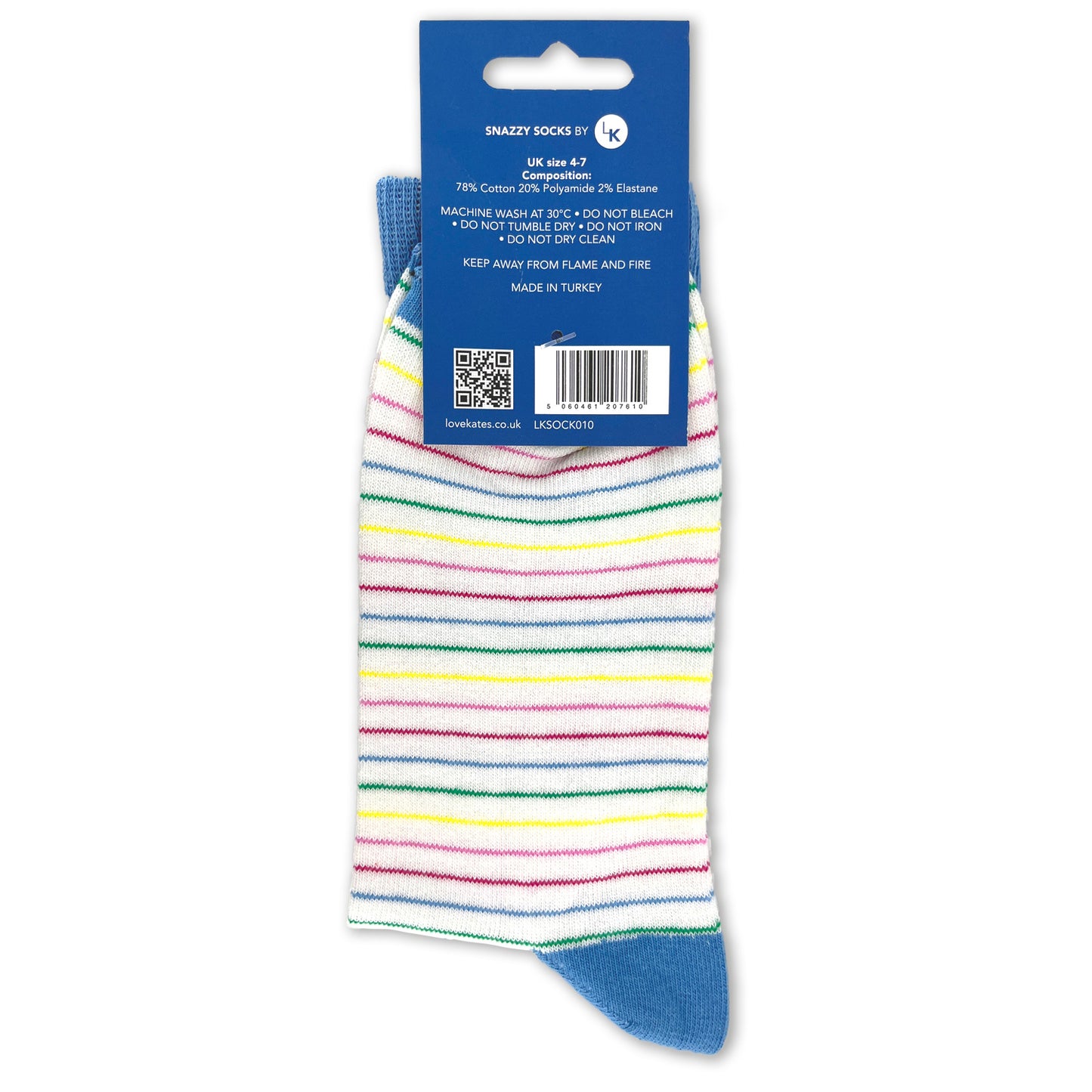 Snazzy Socks Bee Happy Stripey Ladies Socks Size 4-7 Novelty Sock Gift
