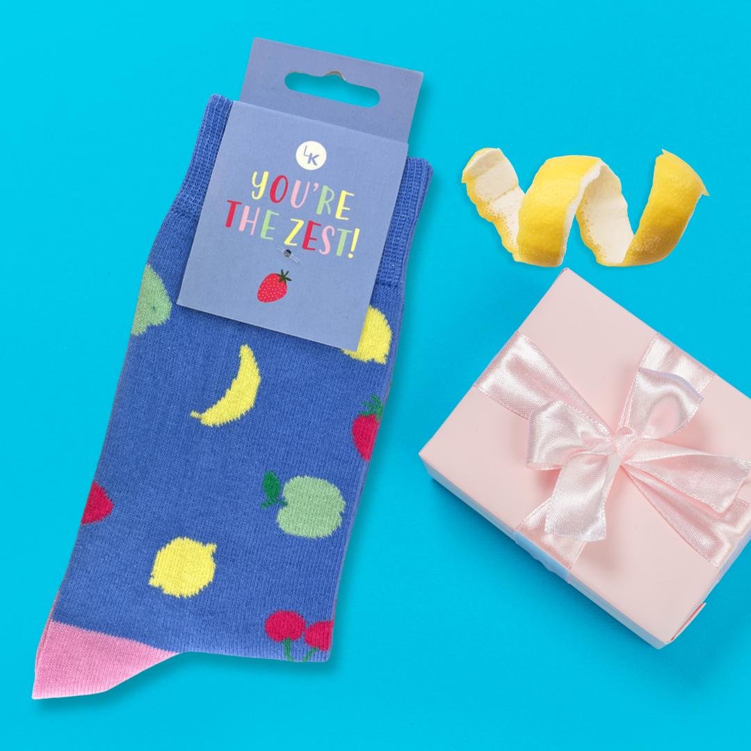 Snazzy Socks You're The Zest! Fruity Ladies Socks Size 4-7 Novelty Sock Gift