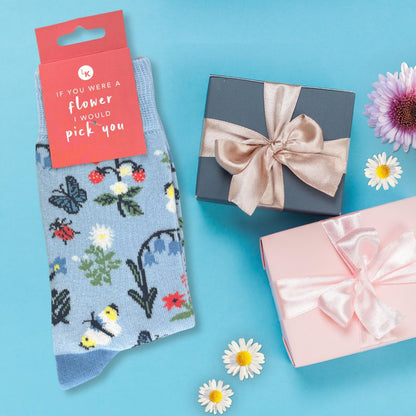 Snazzy Socks If You Were A Flower I Would Pick You Ladies Socks Size 4-7 Gift