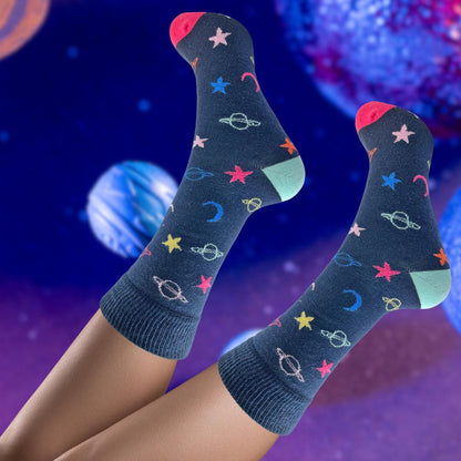 Snazzy Socks Reach For The Stars Ladies Socks Size 4-7 Novelty Sock Gift