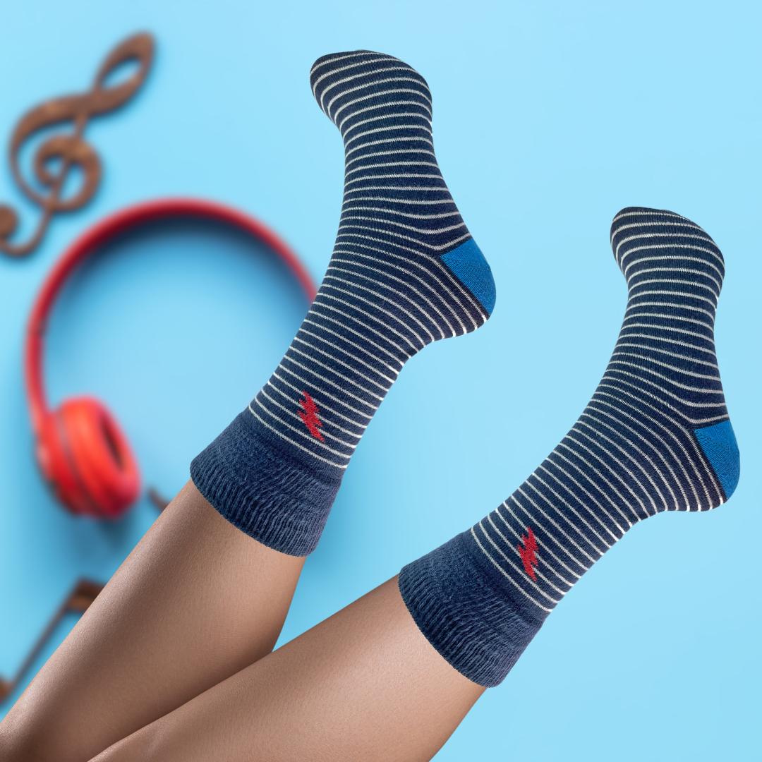 Snazzy Socks You Rock! Lightening Bolt Mens Socks Size 9-11.5 Novelty Sock Gift