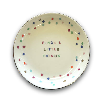 Round Rings & Little Things Ceramic Trinket Tray Jewellery Dish Gift For Her