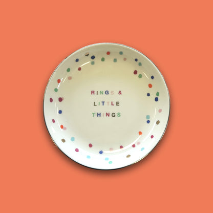Round Rings & Little Things Ceramic Trinket Tray Jewellery Dish Gift For Her