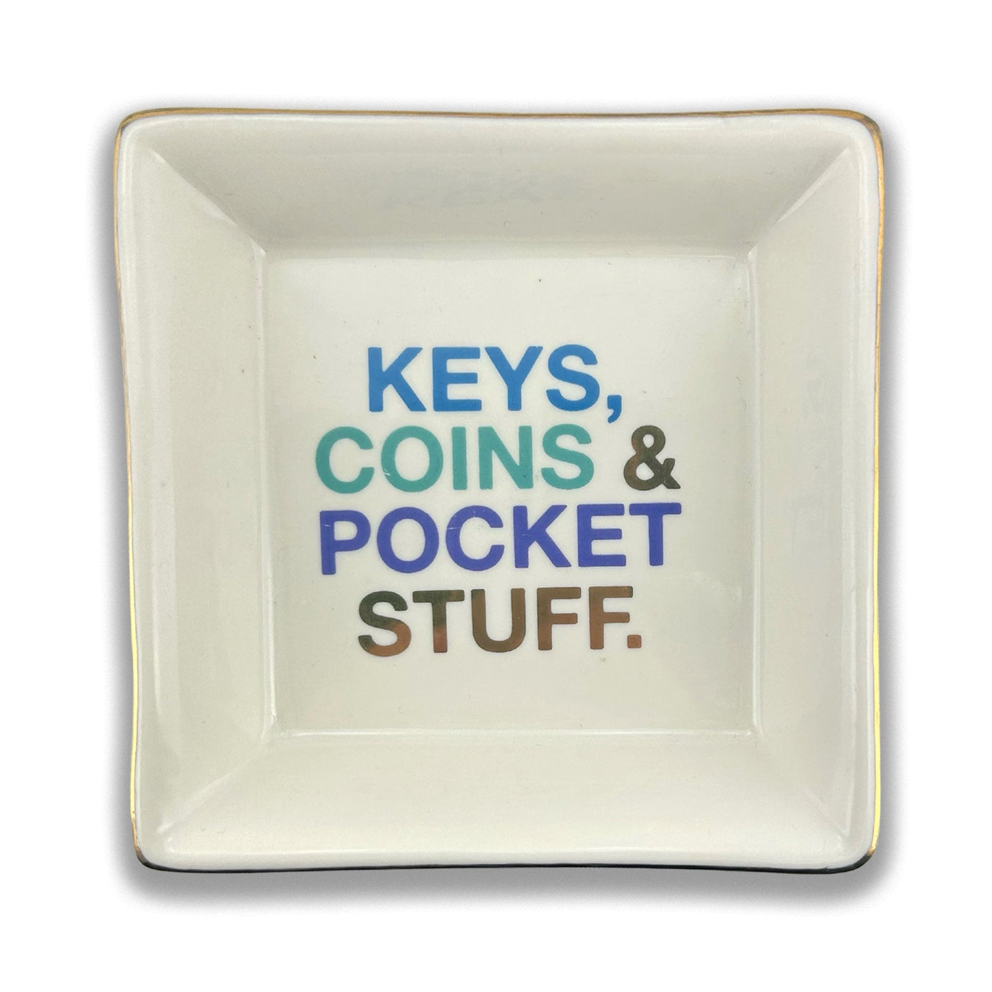 Keys, Coins & Pocket Stuff Ceramic Trinket Tray Man Dish Decorative Gift For Him