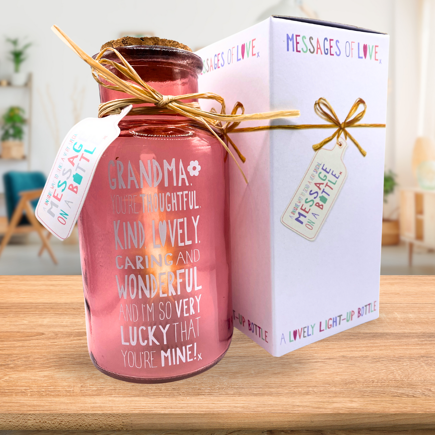 Lovely Grandma Light Up Jar Messages Of Love Glass Jar With LED Lights