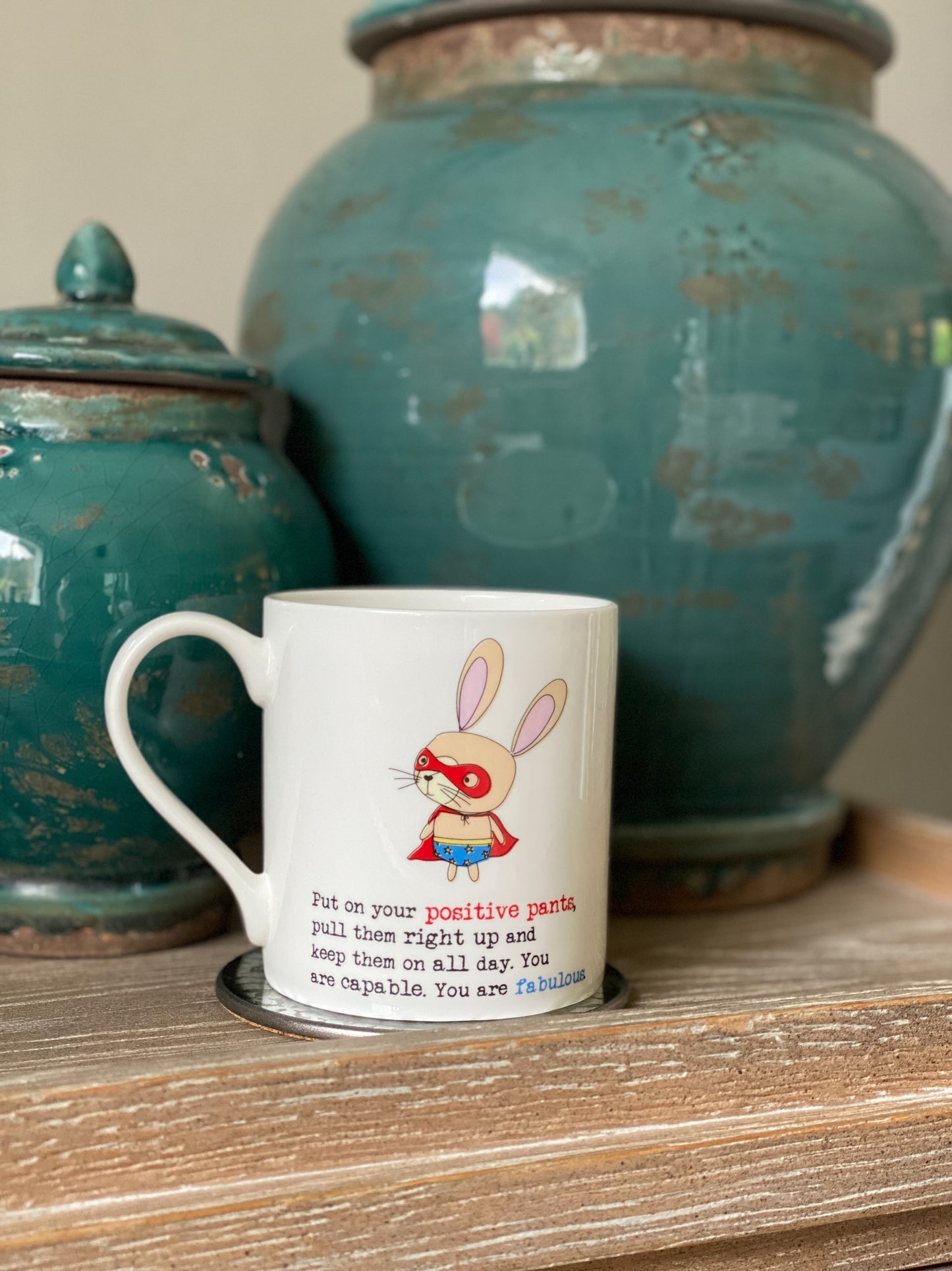 Dandelion Stationery Positive Pants Super Bunny Good Luck Mug Funny Gift Idea