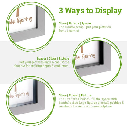 Nicola Spring White 10"x 10" 3D Box Frame Insert Changes Black To White