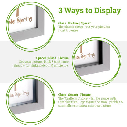 Nicola Spring White 5"x 7" 3D Box Photo Frame Picture or Greeting Card Display
