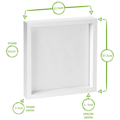 Nicola Spring White 10"x 10" 3D Box Photo Frame Picture or Greeting Card Display