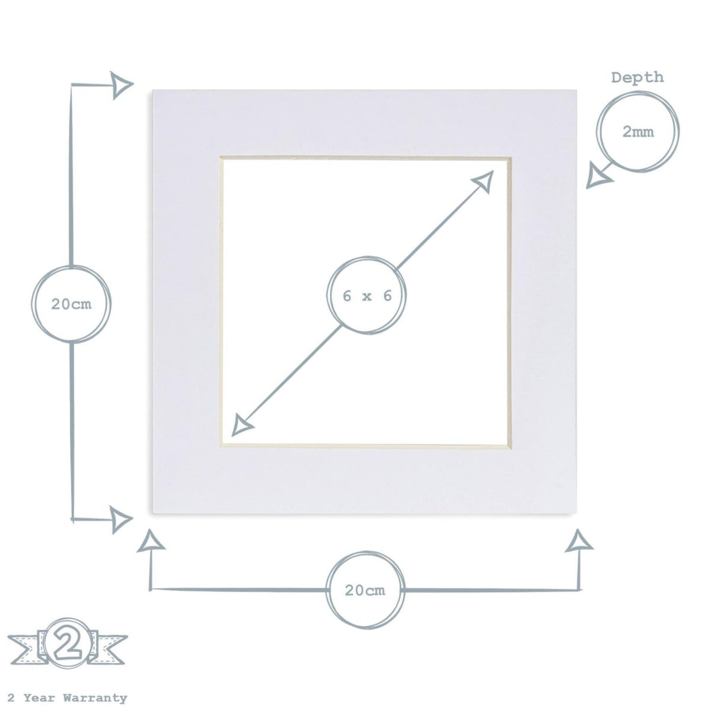 Nicola Spring 6"x 6" Picture Mount For 8"x 8" Frame Square Greeting Card Display