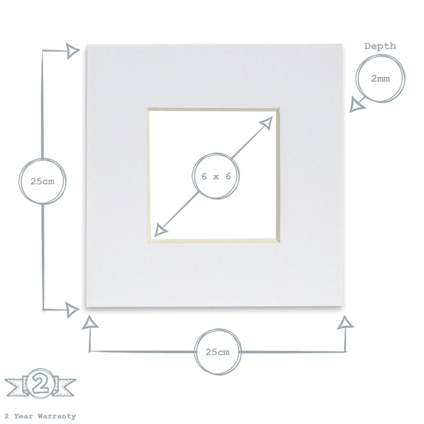 Nicola Spring 6"x 6" Picture Mount For 10"x 10" Frame Greeting Card Display