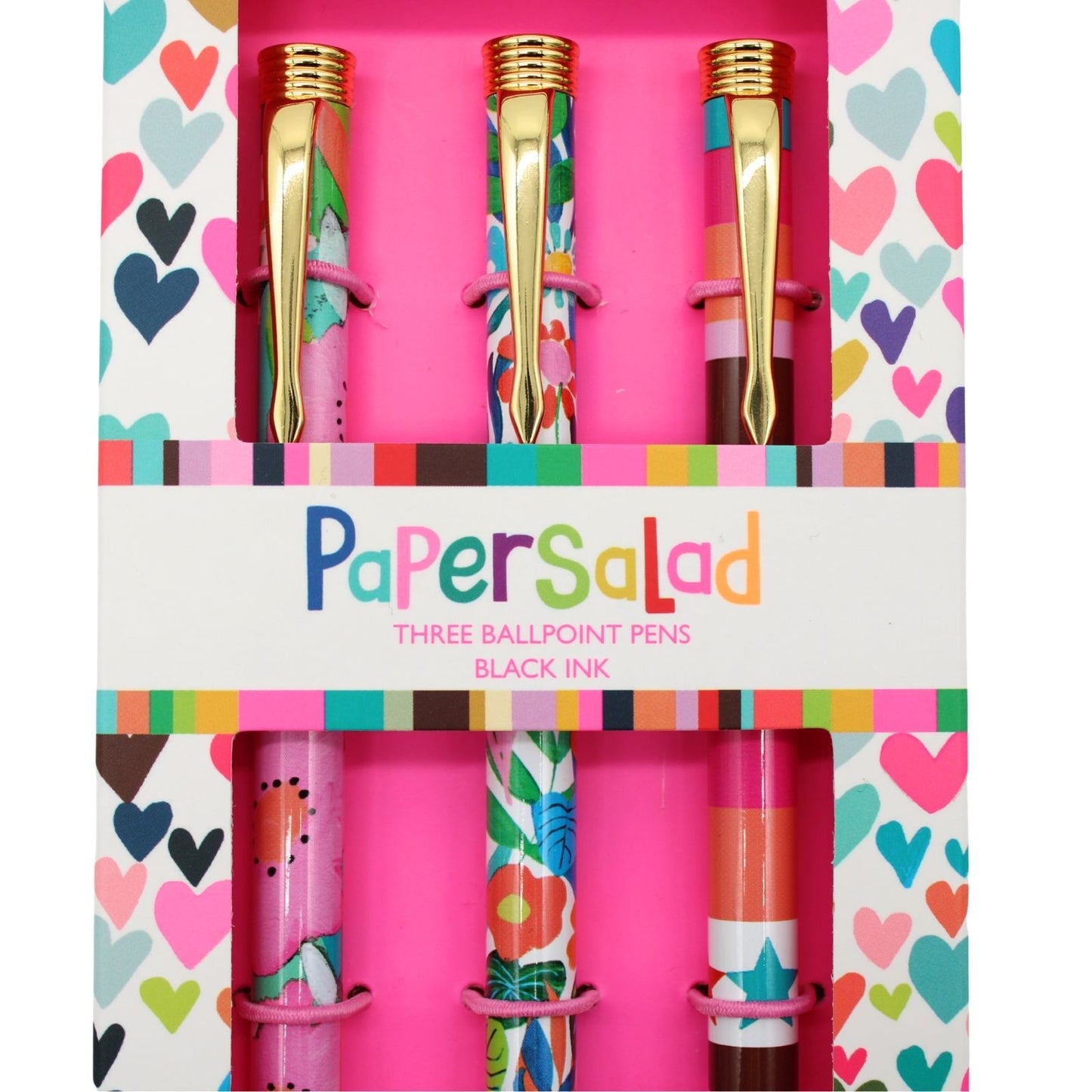 Paper Salad Stationery Pen Set Of 3 Pens In Gift Box Colourful Designs Gift Idea