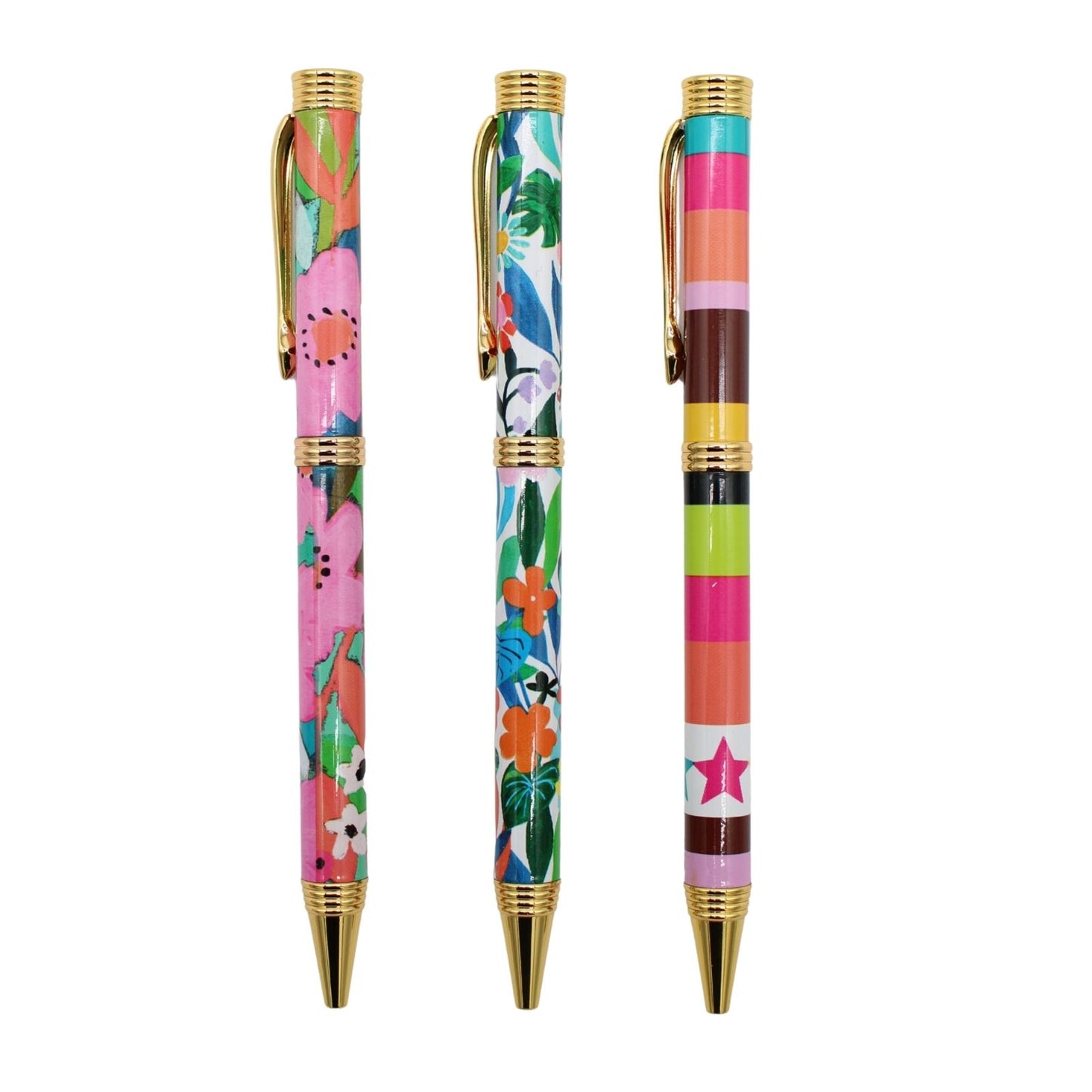 Paper Salad Stationery Pen Set Of 3 Pens In Gift Box Colourful Designs Gift Idea
