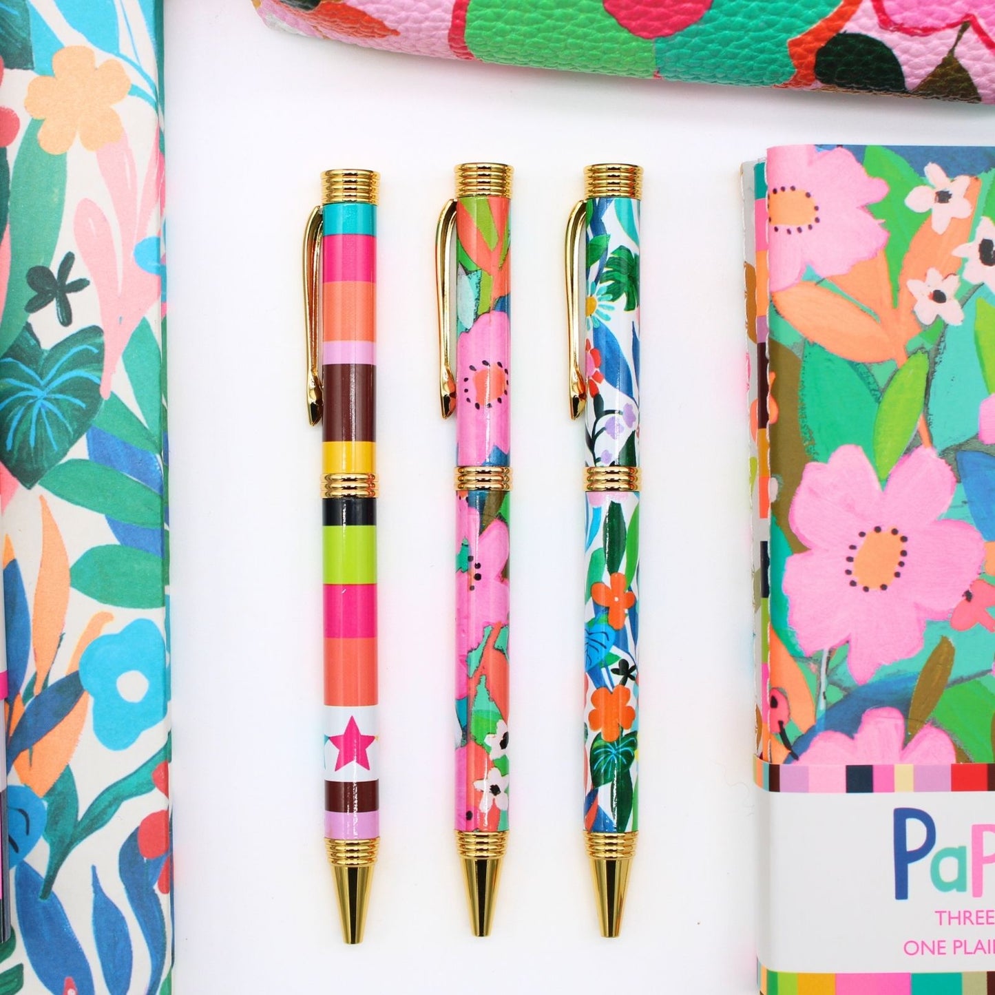 Paper Salad Stationery Pen Set Of 3 Pens In Gift Box Colourful Designs Gift Idea