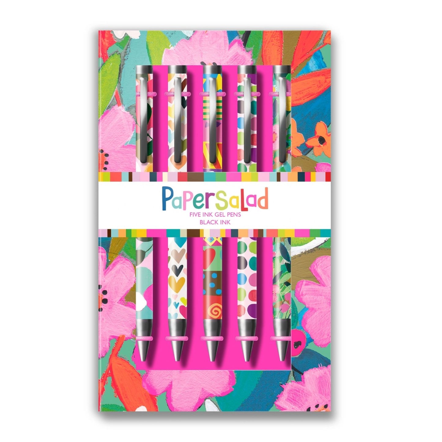 Paper Salad Stationery Pen Set Of 5 Assorted Gel Pens In Gift Box Gift Idea