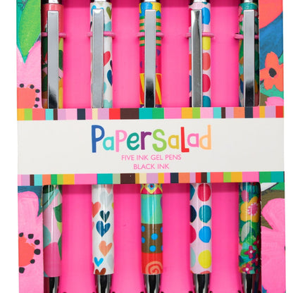 Paper Salad Stationery Pen Set Of 5 Assorted Gel Pens In Gift Box Gift Idea
