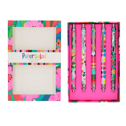 Paper Salad Stationery Pen Set Of 5 Assorted Gel Pens In Gift Box Gift Idea