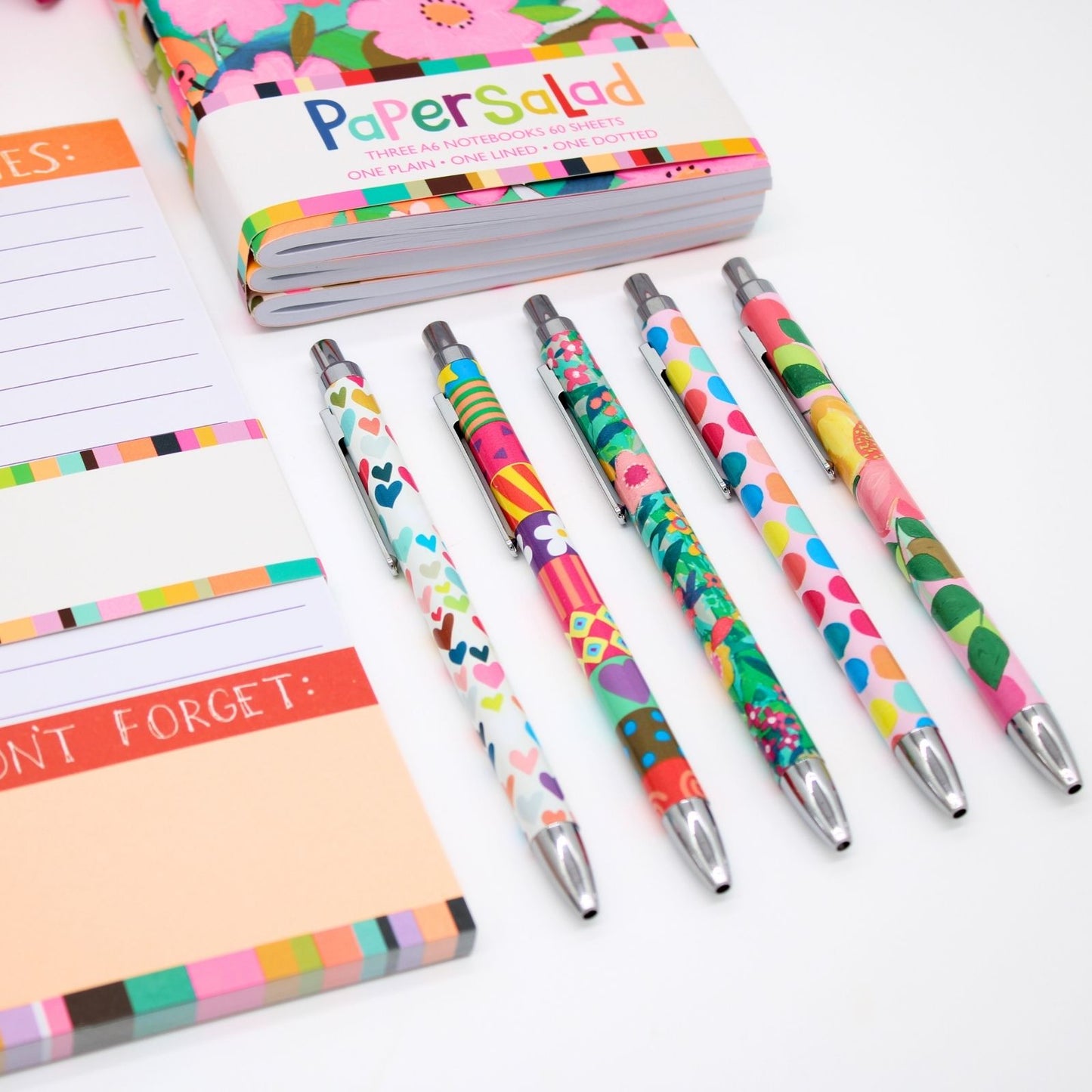 Paper Salad Stationery Pen Set Of 5 Assorted Gel Pens In Gift Box Gift Idea
