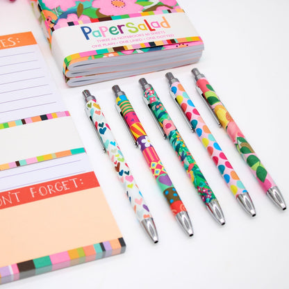 Paper Salad Stationery Pen Set Of 5 Assorted Gel Pens In Gift Box Gift Idea