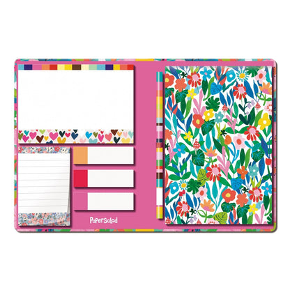 Paper Salad Stationery Set A5 Notepad Pencil & Sticky Note Neon Floral Gift Idea