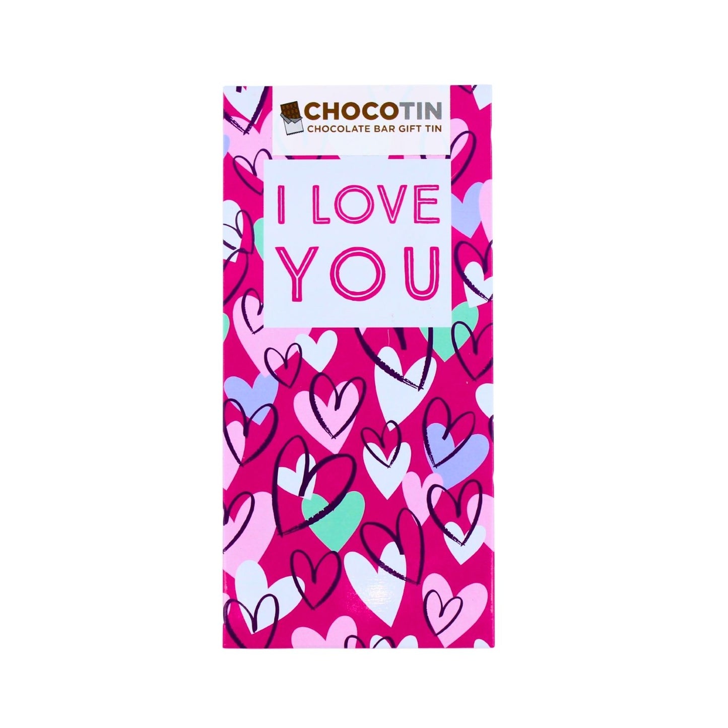 I Love You Pink Hearts Chocolate Bar Gift Tin Chocotin Confectionery Gift Idea