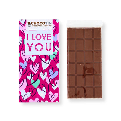 I Love You Pink Hearts Chocolate Bar Gift Tin Chocotin Confectionery Gift Idea